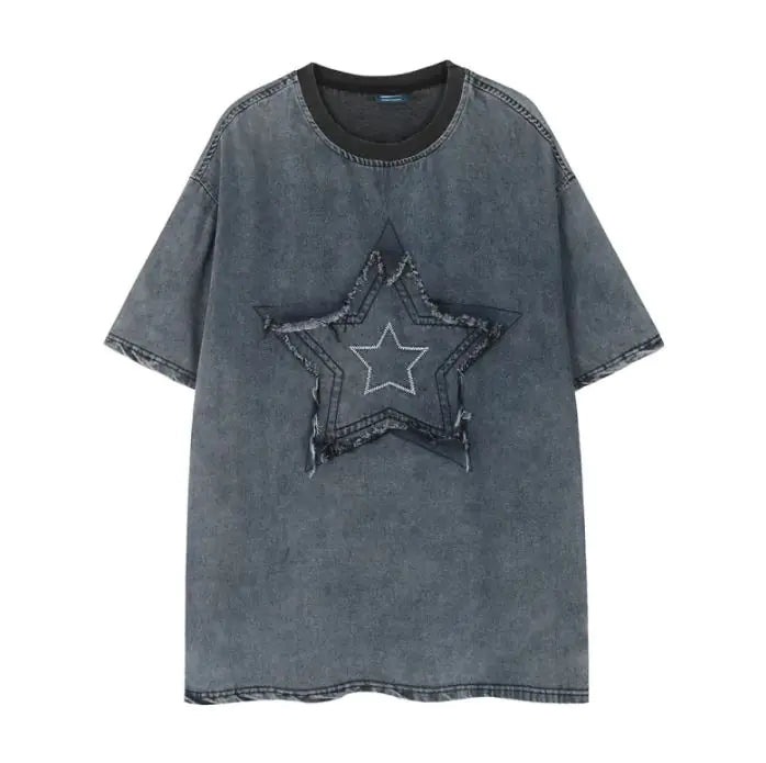 Punk Denim Short-sleeved T-shirt For Men