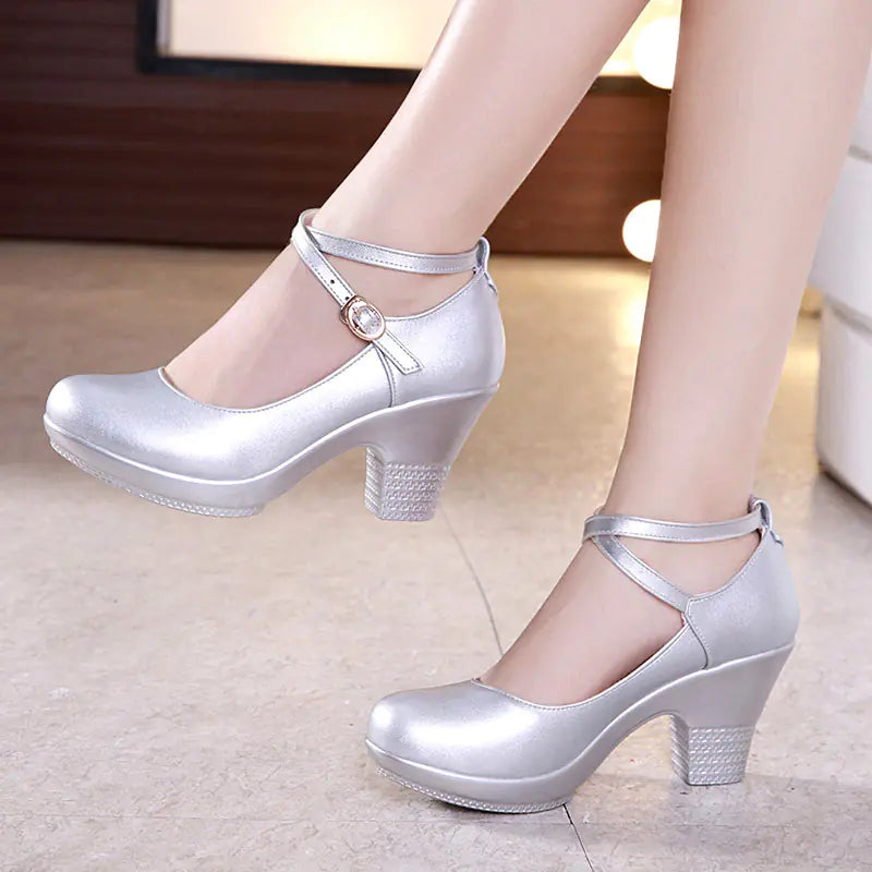 Adult Outdoor Dance Shoes with Chunky Heels for Women