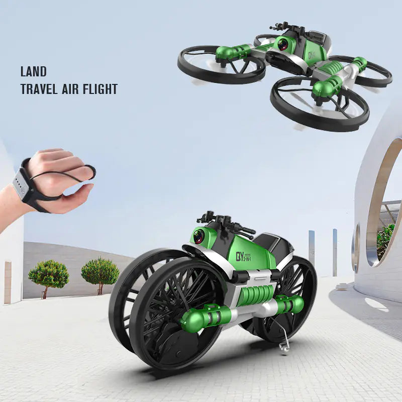 Remote Control Transforming Motorcycle Drone Toy
