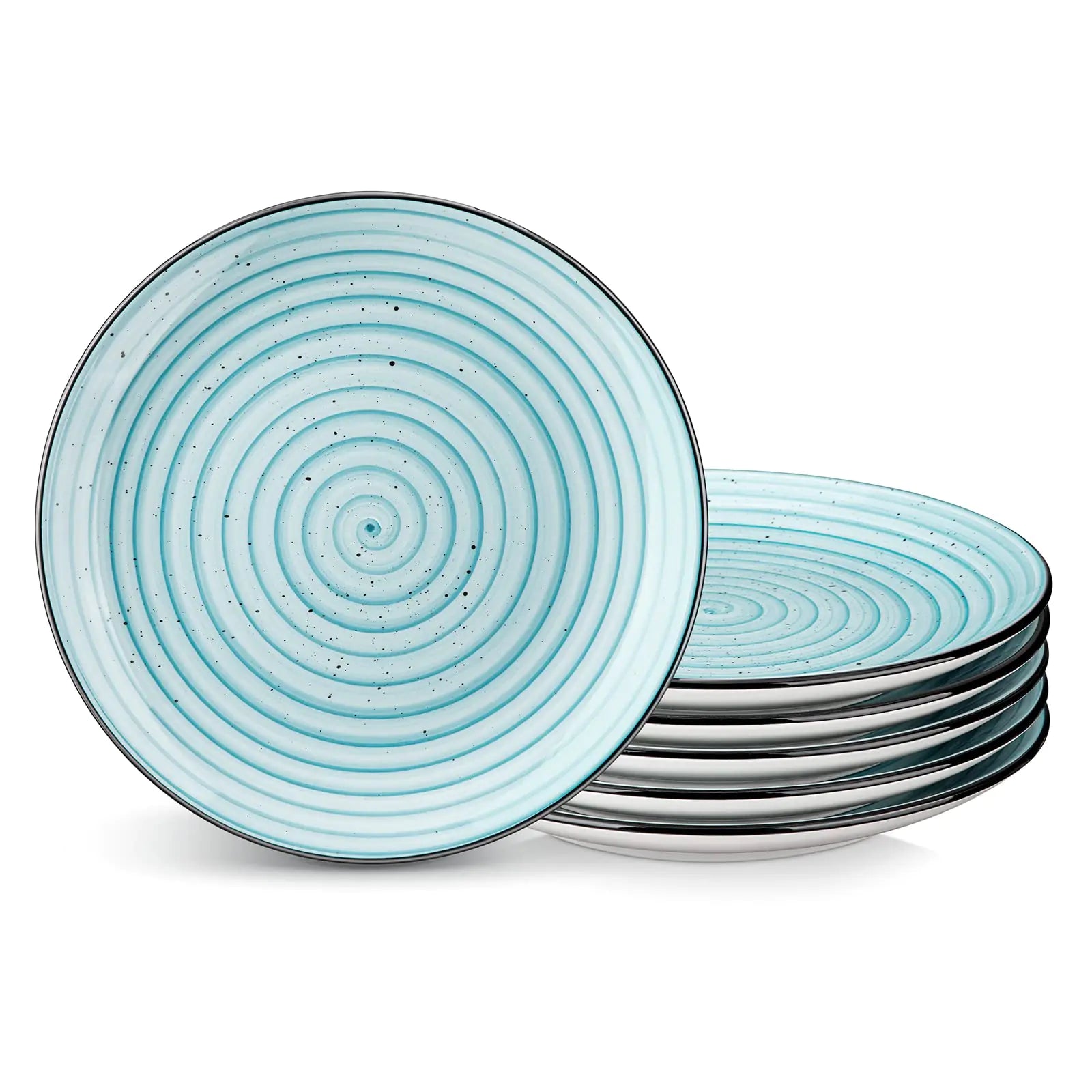 vancasso Bonbon Blue Salad Plates Set of 6 7.5 Inch Dessert Appetizer Plates Small Dinner Plates Ceramic Plates Microwave & Dishwasher Safe