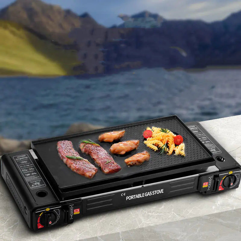 Outdoor Double Eye Card Oven Camping Barbecue Set