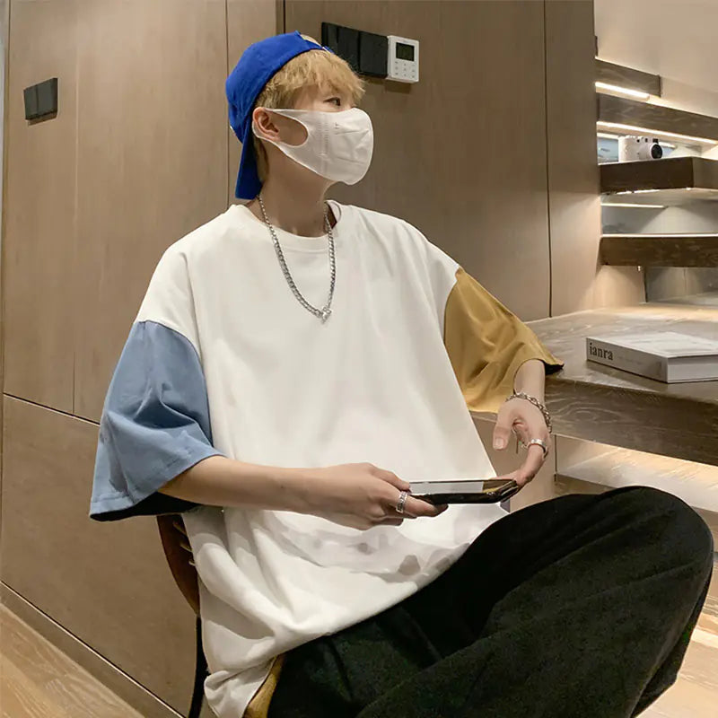 Oversized Patchwork High Street Summer T-Shirt for Men