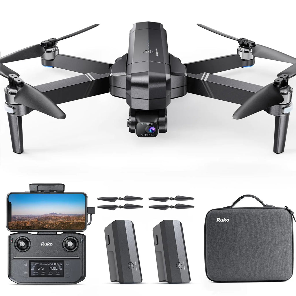 Ruko F11GIM2 Drones with Camera for Adults 4K 64Mins Flight Time Gimbal & EIS 4K Camera 9842ft Digital video Transmission GPS Auto-return Professional Quadcopter Level 6 Wind Resistance