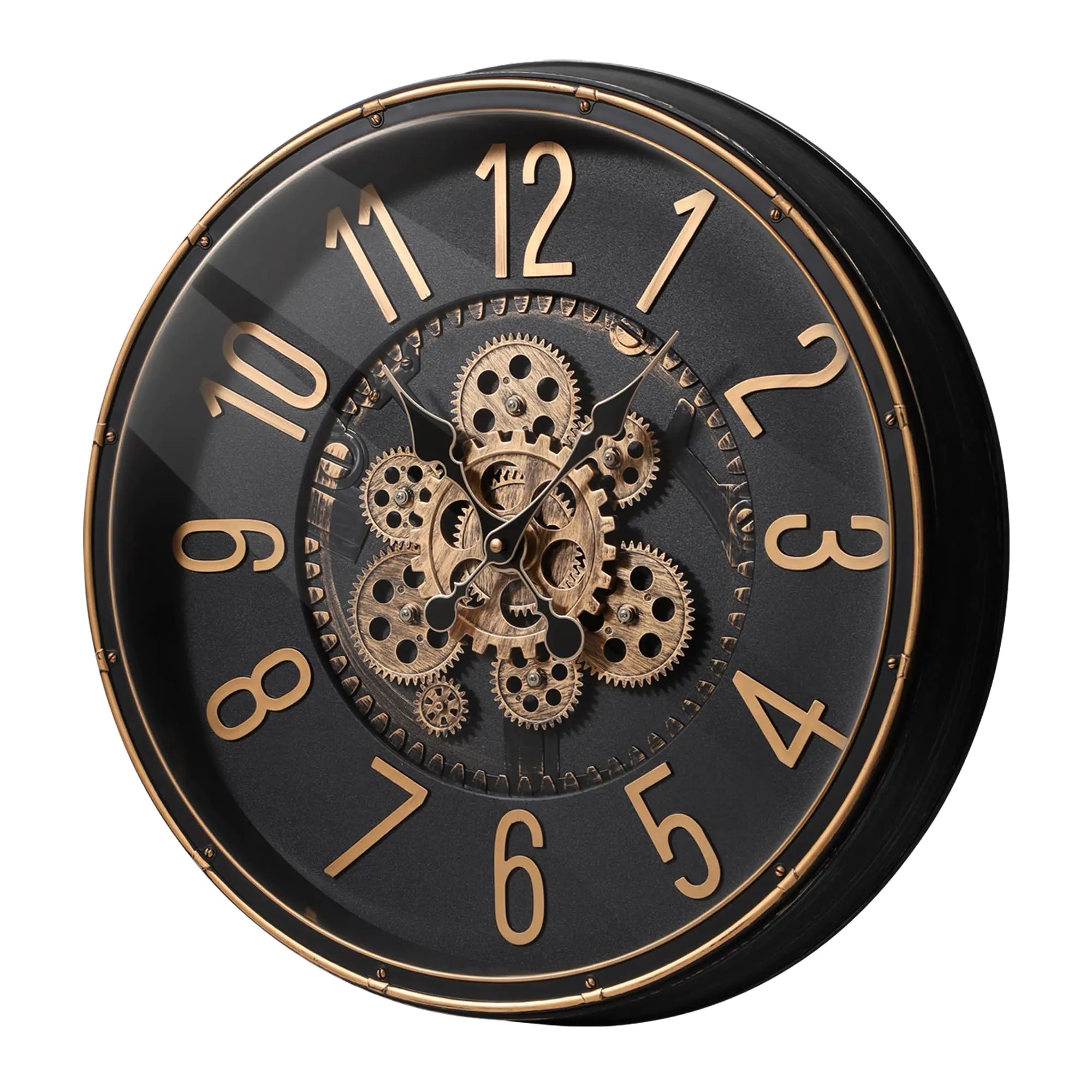 Maxstar Large Moving Gear Wall Clock20" Vintage Mechanical Battery Operated Industrial Wall Clocks for Farmhouse Living RoomHome Office Dinning Room Kitchen Steampunk Decor-GoldArab Numeral