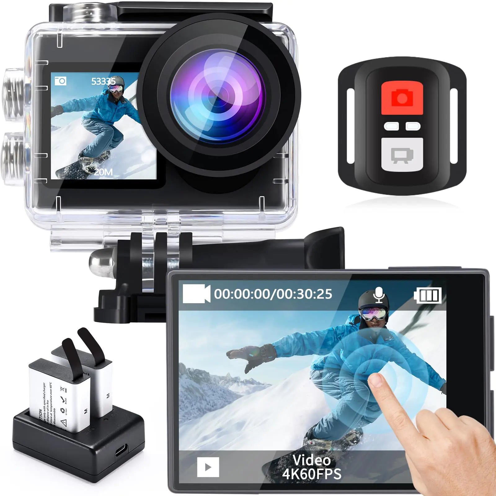 icefox Action Camera 4K 60FPS 20MP131FT Underwater Camera with EISApp Support Video&Photo EditingWaterproof Camera Remote Control