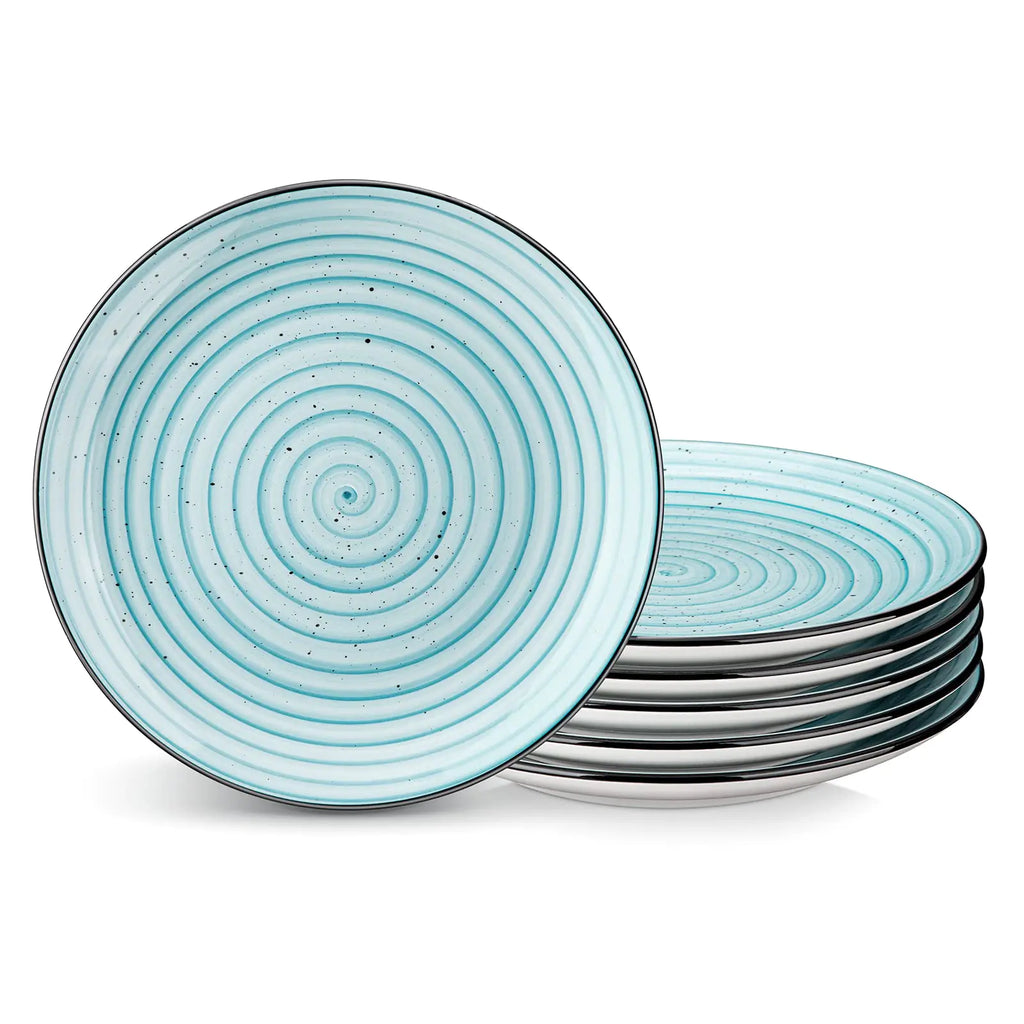 vancasso Bonbon Blue Salad Plates Set of 6 7.5 Inch Dessert Appetizer Plates Small Dinner Plates Ceramic Plates Microwave & Dishwasher Safe