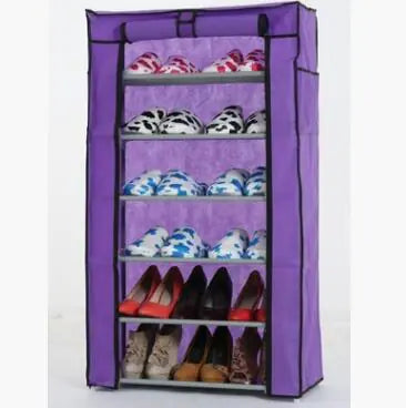 Dustproof Shoe Cabinet with Steel Pipe Frame and Shelves