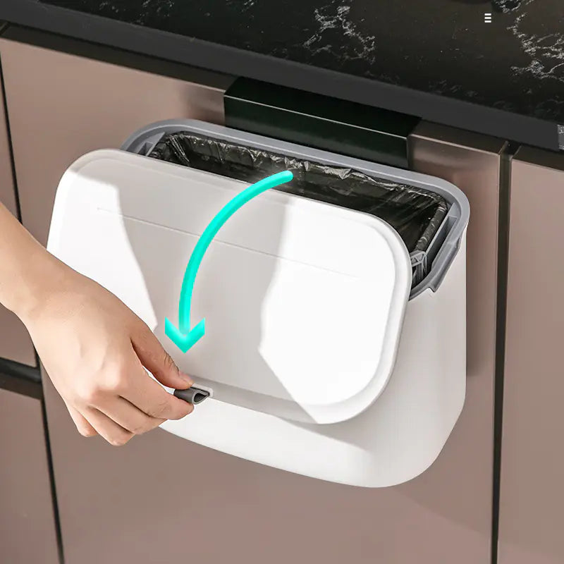 Nordic Style Wall-Mounted Kitchen Trash Bin with Lid